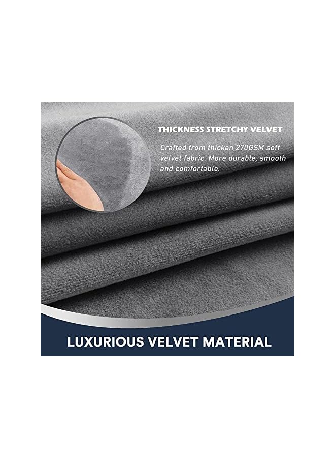 The Bros Sofa Armrest Covers, Stretch Silver Fox Velvet-Plush Arm Covers, for Chairs and Sofas Anti-Slip Couch Armrest Covers with Sticker Furniture Armrest Protector, Set of 2, Grey - Image 5
