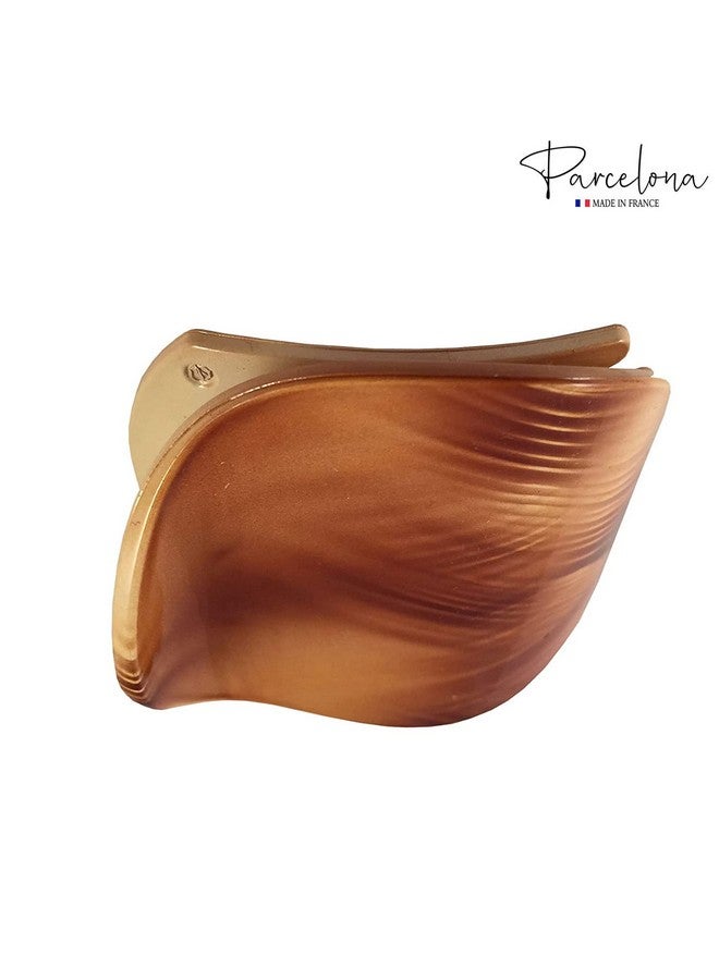 Parcelona France Onde Beige Waves Celluloid Side Slide In Secure Grip Hair Updo Hinge Duck Hair Claw 2 3/4 Inch - Image 3