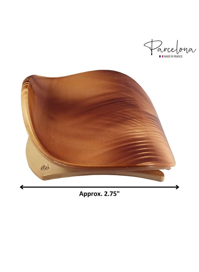 Parcelona France Onde Beige Waves Celluloid Side Slide In Secure Grip Hair Updo Hinge Duck Hair Claw 2 3/4 Inch - Image 5