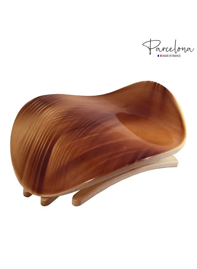 Parcelona France Onde Beige Waves Celluloid Side Slide In Secure Grip Hair Updo Hinge Duck Hair Claw 2 3/4 Inch - Image 2