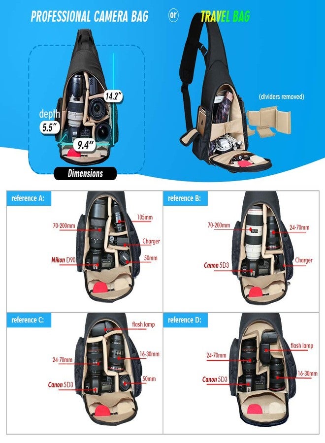 BPAULL DSLR Camera Bag Waterproof Camera Sling Backpack with Rain Cover Outdoor Travel Backpack Camera Bag Case for Laptop Canon Nikon Sony Pentax DSLR Cameras,Lens,Tripod and Accessories - Image 5