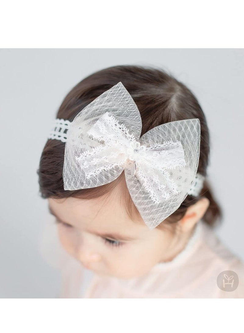SOLARAE Bow-knot Headband for Baby Girls - Soft Lace Floral Hairbands, Ideal for Newborns, Infants, and Toddlers Hair Accessories - Image 2