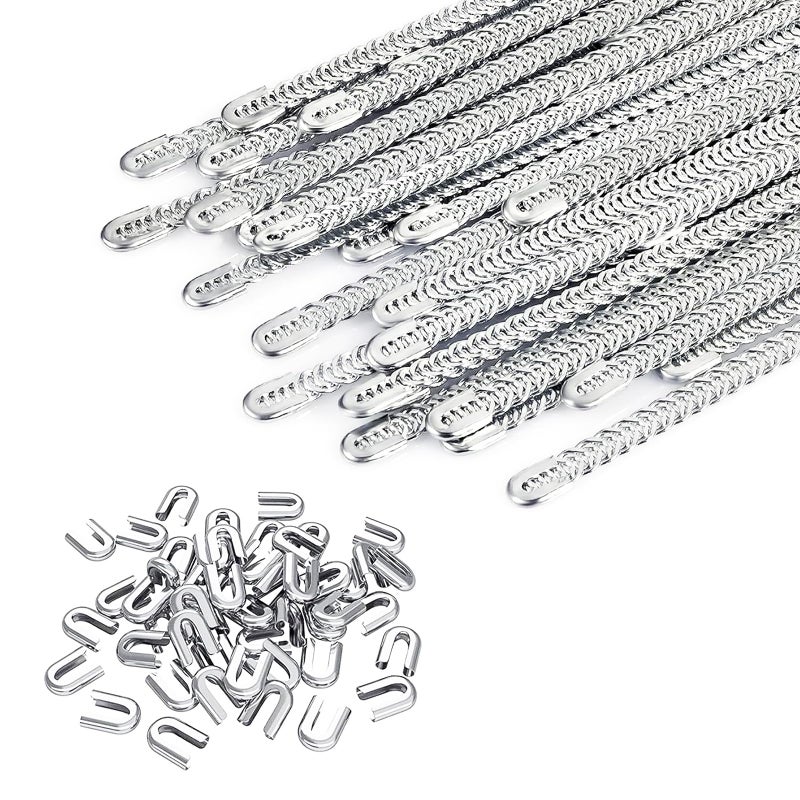 50 Pcs 14 x 137Inch Spiral Steel Boning for Corset Sewing Corset Boning Precut with 50 Steel Boning Tips Structure and Form 6mm