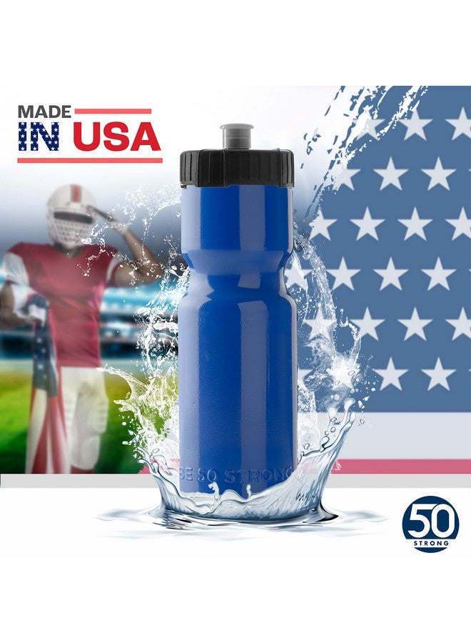50 Strong Sports Squeeze Water Bottle 2 Pack 22 Oz. Bpa Free Easy Open Push/Pull Cap Usa Made (Blue/Black) - Image 5