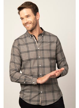 Tudors Slim Fit Long Sleeve Plaid Buttoned Collar Men's Shirt  - Image 1