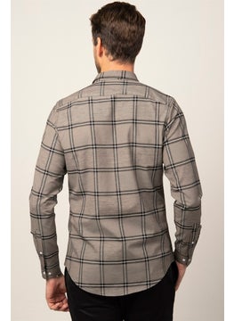 Tudors Slim Fit Long Sleeve Plaid Buttoned Collar Men's Shirt  - Image 4