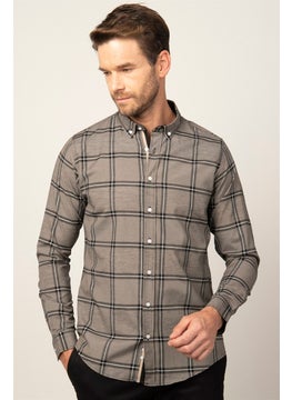 Tudors Slim Fit Long Sleeve Plaid Buttoned Collar Men's Shirt  - Image 2