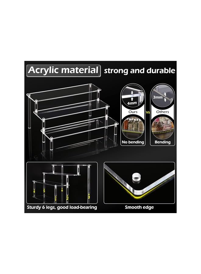 The Bros Acrylic Display Risers, 3 Tier Clear Shelf Acrylic Display Stands, Display Rack Risers, Transparent Display Stand Ladder for Organizer, Decoration, Food Desserts (30x19x15 CM) - Image 3