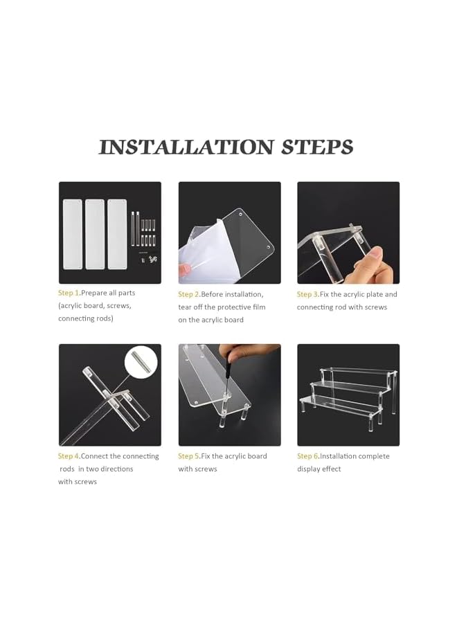 The Bros Acrylic Display Risers, 3 Tier Clear Shelf Acrylic Display Stands, Display Rack Risers, Transparent Display Stand Ladder for Organizer, Decoration, Food Desserts (30x19x15 CM) - Image 4