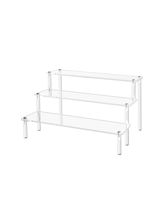 The Bros Acrylic Display Risers, 3 Tier Clear Shelf Acrylic Display Stands, Display Rack Risers, Transparent Display Stand Ladder for Organizer, Decoration, Food Desserts (30x19x15 CM) - Image 2
