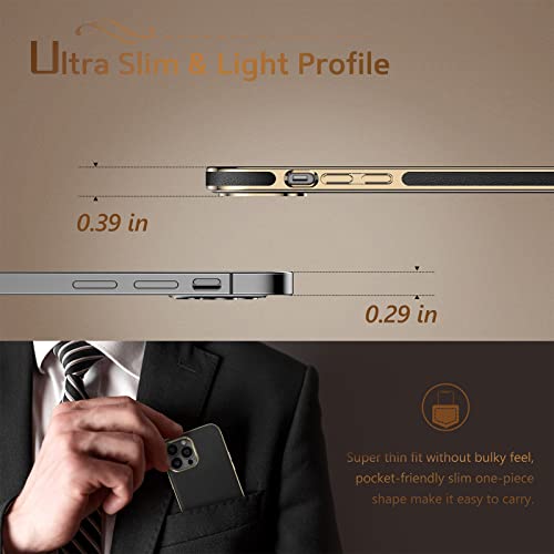 LOHASIC Designed for iPhone 13 Pro Max Leather Case, Premium Business Slim Classic Cover Soft Grip Shockproof Men Phone Cases Compatible with iPhone 13 Pro Max 5G 6.7 inch - Black Gold - Image 2
