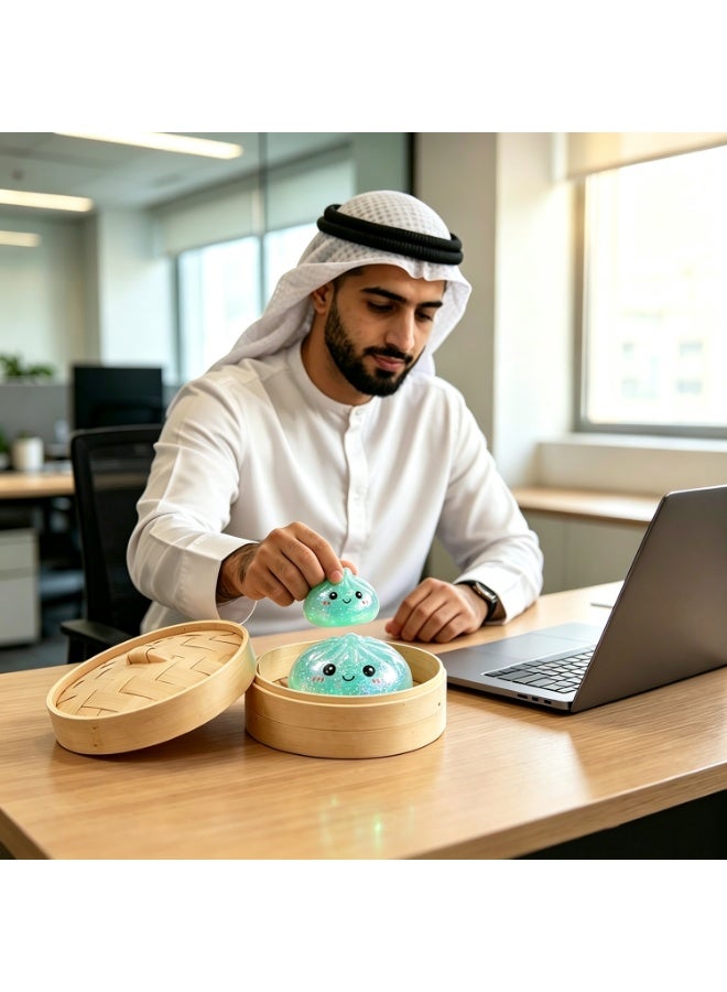 لعبة الزلابية اللامعة باللون الأزرق السماوي مع صندوق تخزين، كرة ضغط على شكل كعكة باو كاواي، لعبة ضغط كبيرة الحجم لامعة على شكل كعكة، لعبة معجنات ضخمة لتخفيف التوتر، لعبة ضغط لطيفة لتخفيف القلق، لعبة ناعمة لتخفيف الضغط كهدية للعائلة والأصدقاء - Image 5
