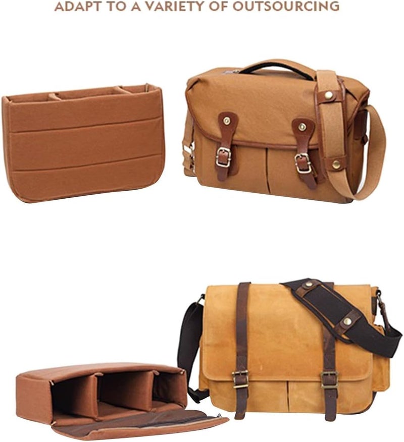 DSLR Camera Insert Bag - Thick Padded Waterproof Case, 33.5x8x21.5cm (13.2x3.1x8.5in), Khaki - Image 3
