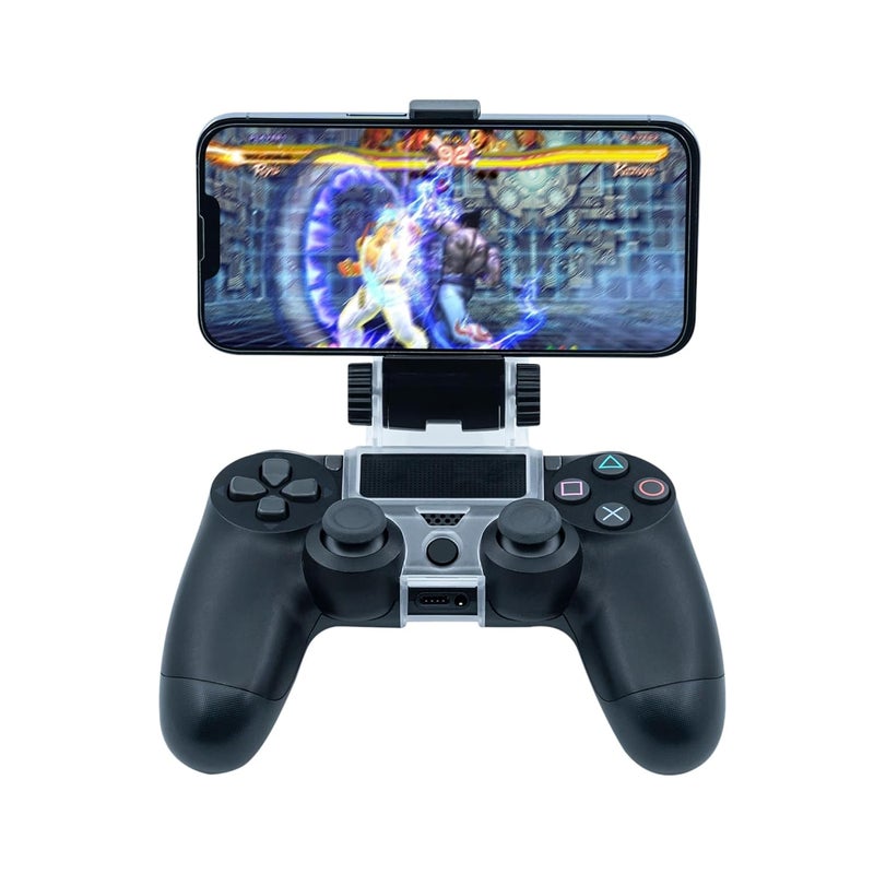 Mcbazel مشبك تثبيت الهاتف لوحدة تحكم PS4، حامل الهاتف الذكي متوافق مع وحدة تحكم PS4 DualShock 4 و iPhone، Android حتى 6 بوصة - أسود - Image 1