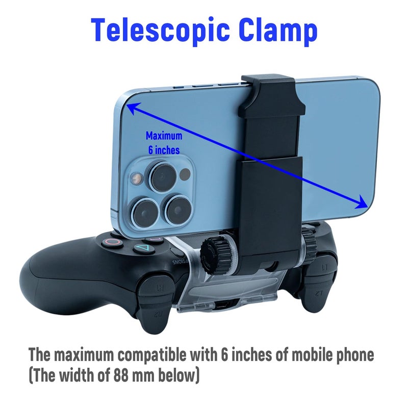 Mcbazel مشبك تثبيت الهاتف لوحدة تحكم PS4، حامل الهاتف الذكي متوافق مع وحدة تحكم PS4 DualShock 4 و iPhone، Android حتى 6 بوصة - أسود - Image 5