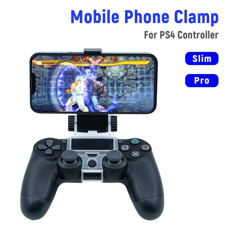 Mcbazel مشبك تثبيت الهاتف لوحدة تحكم PS4، حامل الهاتف الذكي متوافق مع وحدة تحكم PS4 DualShock 4 و iPhone، Android حتى 6 بوصة - أسود - Image 3