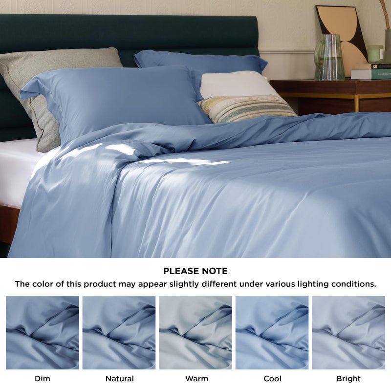 Bedsure 3 Pcs Duvet Cover Set King Size (265 cm x 230 cm) with 2 Pillow Shams (50 cm x 90 cm) - Moisture-Wicking, Cooling Silky Eucalyptus Lyocell Cotton Blend Ideal for Hot Sleeper - GentleSoft™ and Breathable, Slate Blue - Image 4