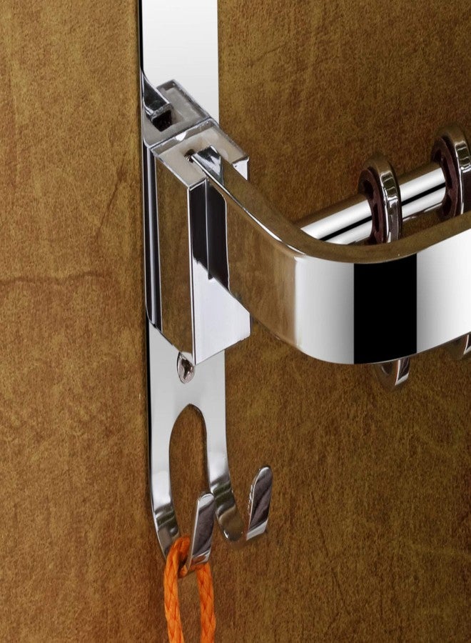 iSTAR Stainless Steel 2 Tier Foldable Towel Rack with Hooks | Durable Multipurpose Wall Mounted Double Shelf Organizer for Clothes, Bath Robe | Ideal for Bathroom, Hotels and Home (Silver) - Image 3