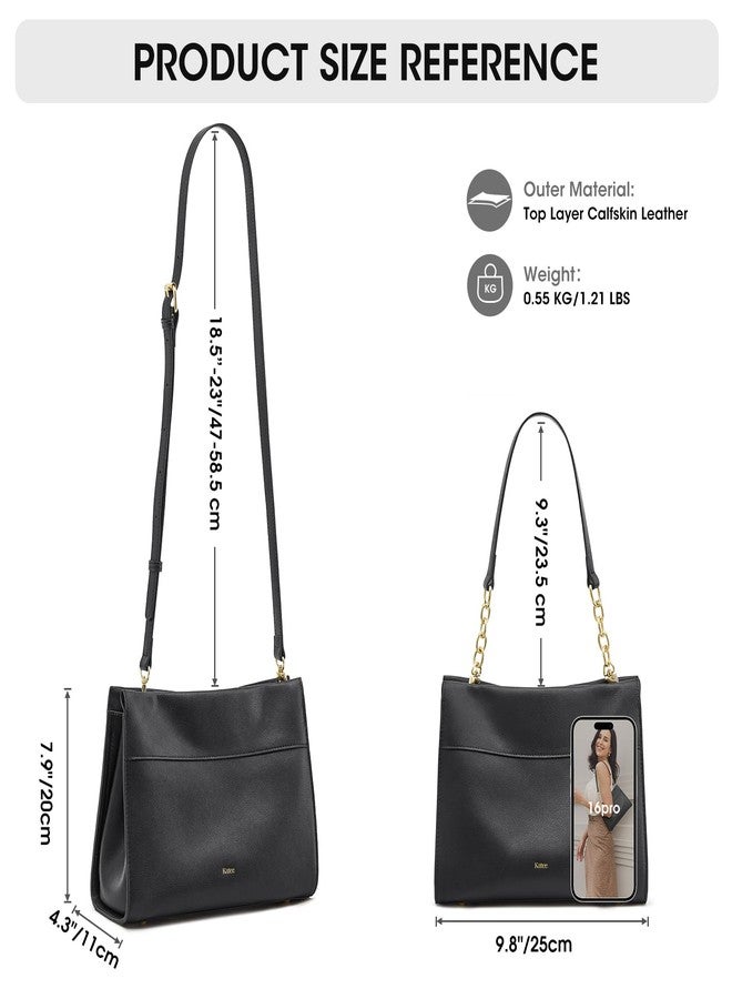 Kattee Leather Purses and Handbags for Women, Small Crossbody Bags for Women, Top Handle Hobo Shoulder Bag with 2 Straps - Image 3
