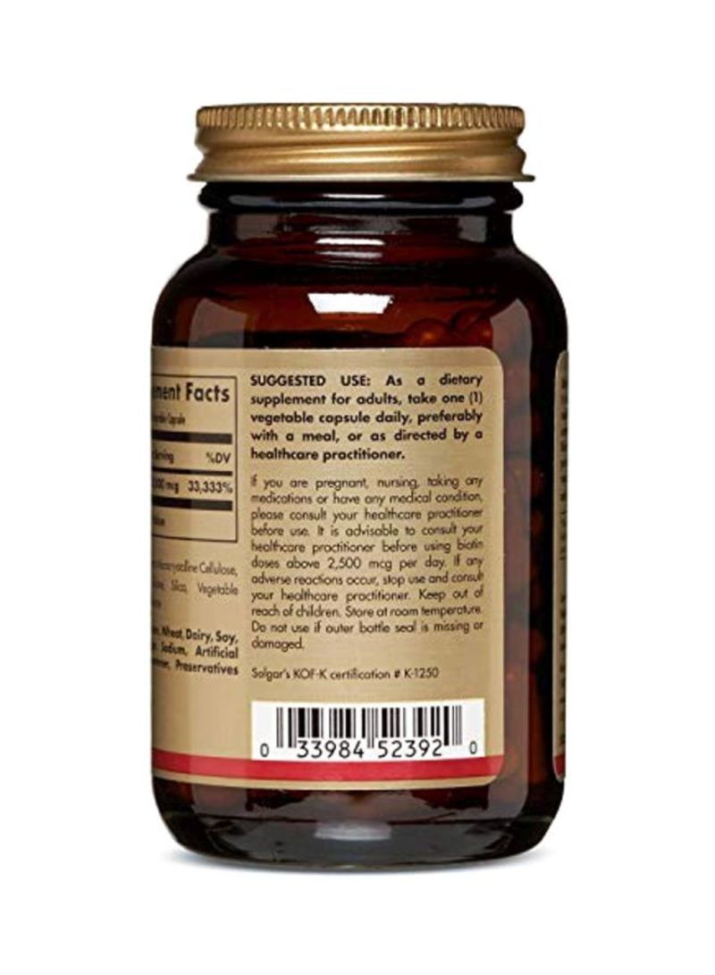 Solgar Biotin Dietary Supplement 10000mcg - 120 Vegetable Capsules - Image 3