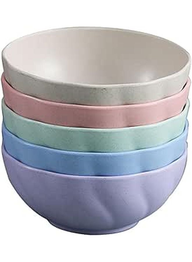 Wheat Straw Soup Noodle Bowl Set 5 Pcs Lightweight Food Container Home Dining Salad Serving Mixed Colors - Image 1