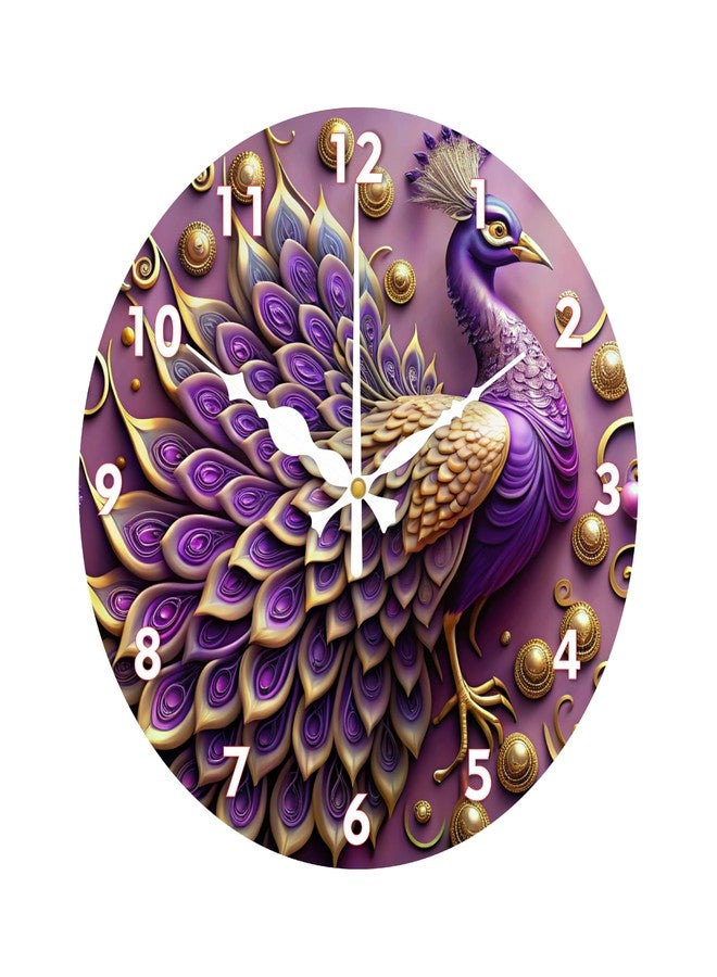 Ingo creation Peacock Design Glossy Finish Acrylic Wall Clock for Home Living Room Hall Office Stylish (Blue || 12X12 inch) Analog - Image 1