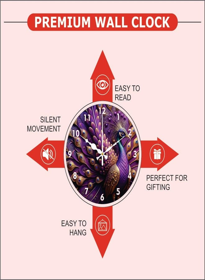 Ingo creation Peacock Design Glossy Finish Acrylic Wall Clock for Home Living Room Hall Office Stylish (Blue || 12X12 inch) Analog - Image 4