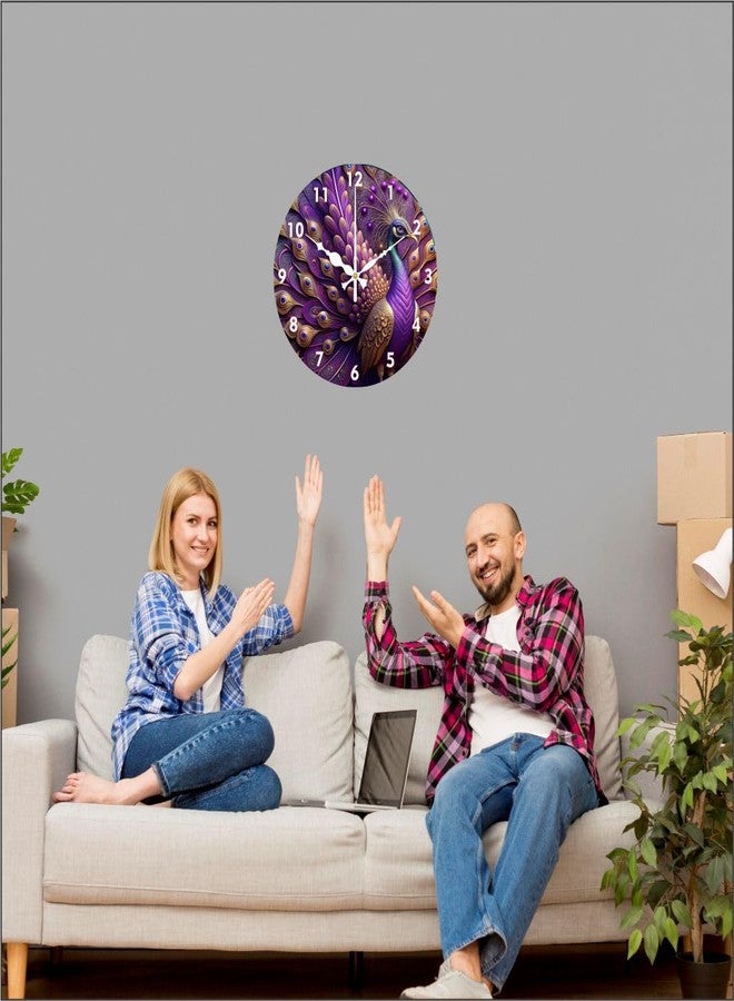 Ingo creation Peacock Design Glossy Finish Acrylic Wall Clock for Home Living Room Hall Office Stylish (Blue || 12X12 inch) Analog - Image 5