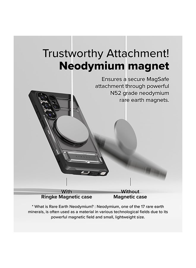 رينجك حافظة UX مغناطيسية لهاتف سامسونج جالاكسي S25 ألترا 5G (2025)، قبضة محسّنة، مرنة، مصنوعة من TPU مقاوم للصدمات، حماية قوية من السقوط - أسود دخاني - Image 4