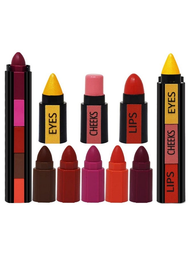 Adbeni 5 in 1 Matte Lipsticks, Lip Crayon, Lip Makeup, Lip Color, 7g and 3 Step Makeup Stick With Eye Shadow, Blush, and Lipstick, Complete Makeup of Eyes Cheek and Lips, 4.5g (L004-MK001) - Image 1