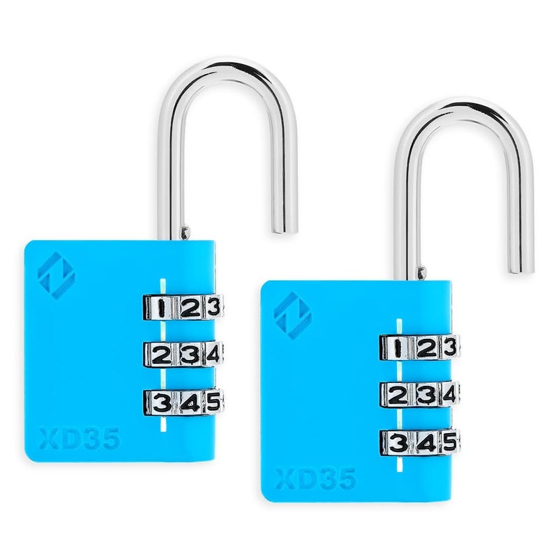 Zarker XD35 Combination Lock, 3-Digit Padlock for School, Gym, Sports, Locker Lock, Fence, Toolbox, Case, Outdoor, Hasp Storage (2-Pack, Blue) - Image 2