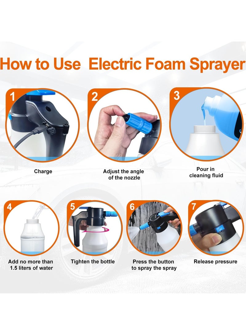 Bukela Car Foam Sprayer, Electric Pressurized Foam Sprayer, Foam Sprayer, Car Wash Foam, Adjustable Foaming Car Wash Sprayer, Suitable for Home, Garden Car Beauty Cleaning, Car Accessories (1.5 L) - Image 3
