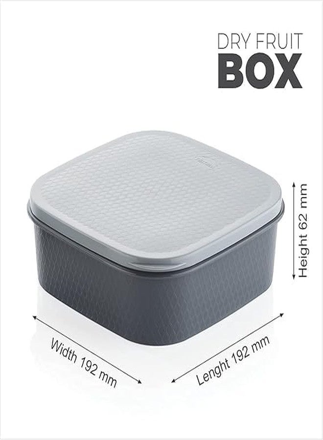 Red Champion Multifunctional 4-Section Plastic Square Dry Fruit Dabba Box Set – Grey, with Spoon – 4-in-1 Organizing Box for Dry Fruits, Snacks, and Nuts - Image 4
