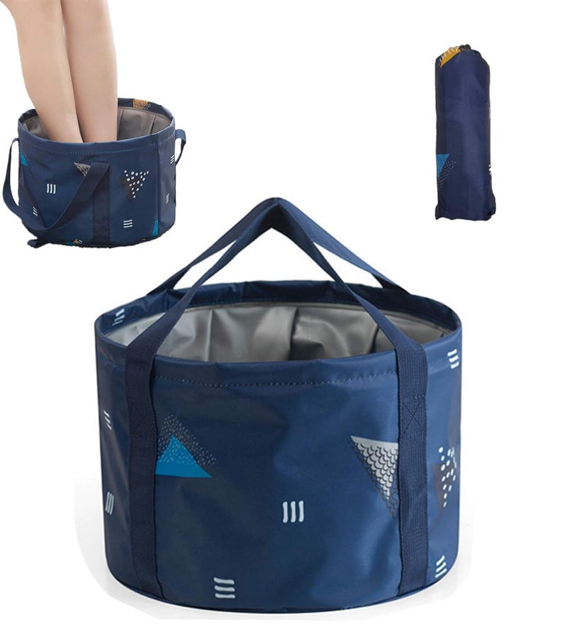 24L Large Foldable Feet Soaking Bath Tub Collapsible Bucket Portable Travel Foot Soak Spa Basin for Camping Washing Dark Blue
