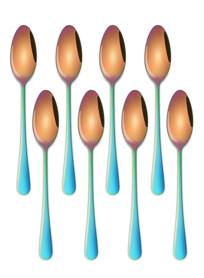 Dehov 5.5 Inch Espresso & Tea Spoons,Set Of 8 Rainbow Stainless Steel Small Coffee Spoons,Multicolored Demitasse Spoon,Mini Seasoning Spoon - Image 1