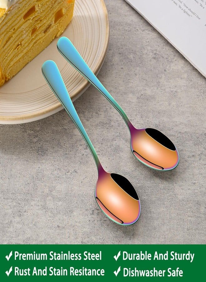 Dehov 5.5 Inch Espresso & Tea Spoons,Set Of 8 Rainbow Stainless Steel Small Coffee Spoons,Multicolored Demitasse Spoon,Mini Seasoning Spoon - Image 3