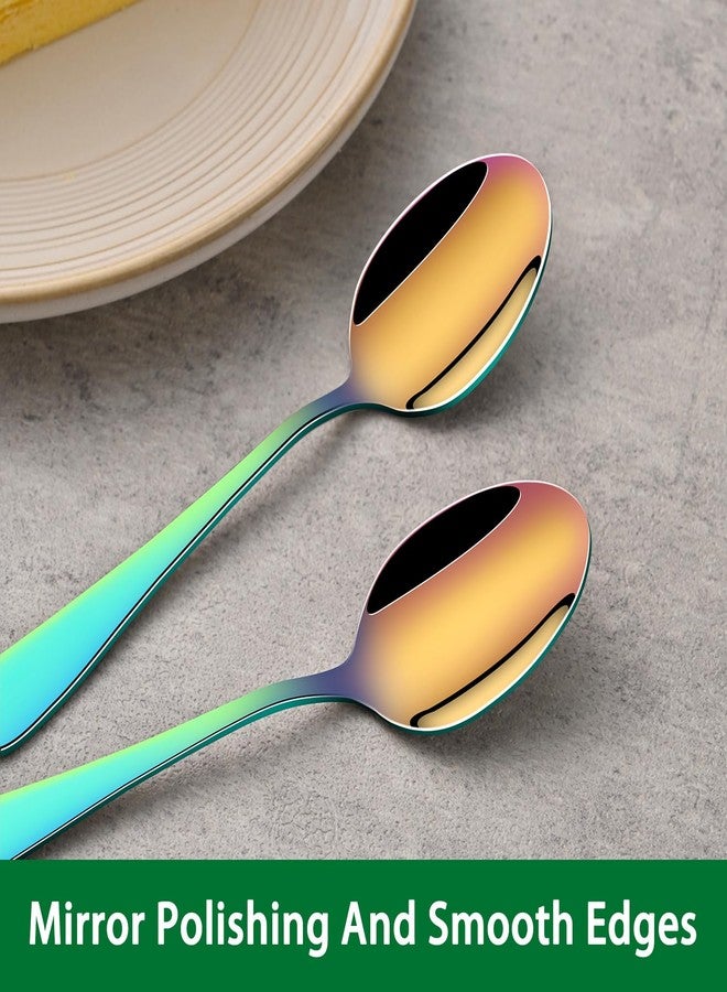 Dehov 5.5 Inch Espresso & Tea Spoons,Set Of 8 Rainbow Stainless Steel Small Coffee Spoons,Multicolored Demitasse Spoon,Mini Seasoning Spoon - Image 4