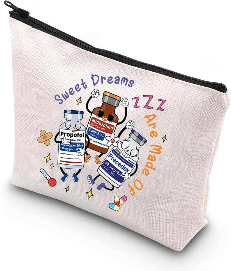 WCGXKO Nurse Gift ICU Nurse Gift Anesthesia Merchandise Sweet Dreams Are Made Of Zipper Pouch Makeup Bag (Sweet Dreams)