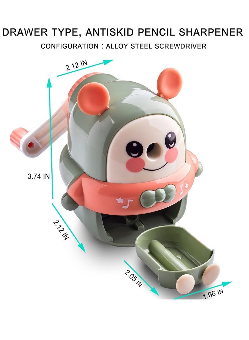 XiuWoo Pencil Sharpener Creative Cute Children's Hand-cranked Learning Stationery Labor-saving Non-slip Bottom Seat is Easy to Use and Safe for School Students' Office - Image 2