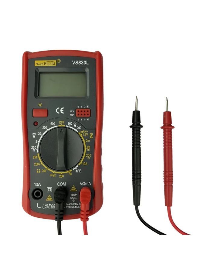 Red Digital Multimeter Tester DC AC Voltmeter Amp Ohm Voltage Current Continuity - Image 1