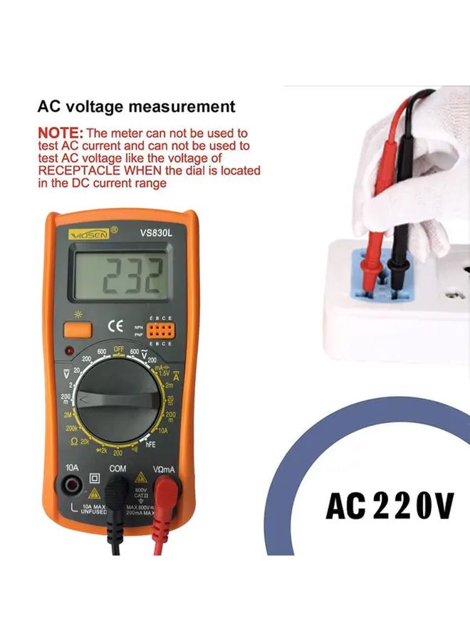 Red Digital Multimeter Tester DC AC Voltmeter Amp Ohm Voltage Current Continuity - Image 4