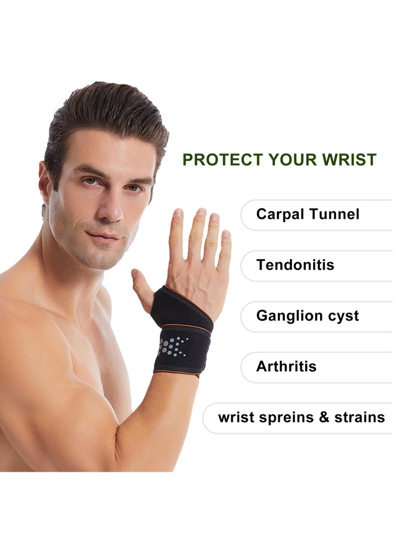 SOLARAE 2 Pack Wrist Compression Strap and Brace, Sport Wrist Support for Women and Men â€“ Ideal for Work,Fitness, Weightlifting, Yoga, Sports,Tendonitis â€“ Adjustable Splint Fits Right and Left Hand - Image 3