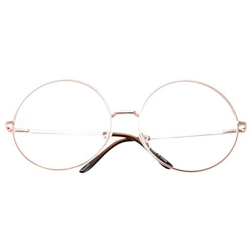grinderPUNCH XXL Super Oversized Fashion Glasses Round Circle Frame Clear Lens Gold - Image 3