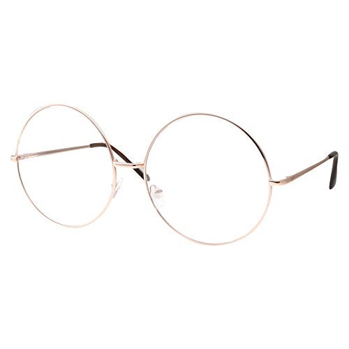 grinderPUNCH XXL Super Oversized Fashion Glasses Round Circle Frame Clear Lens Gold - Image 5