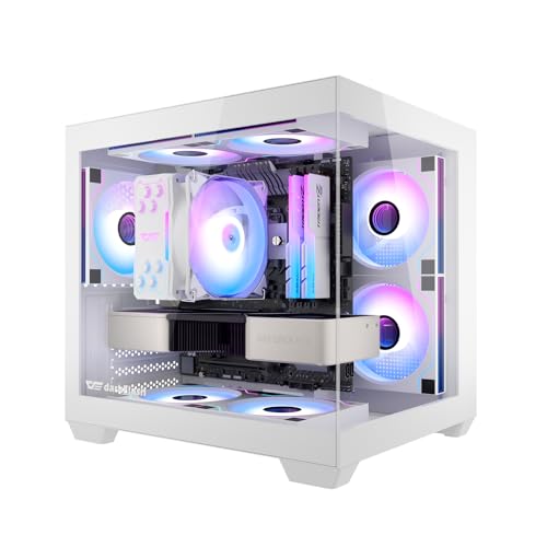 DarkFlash حافظة كمبيوتر darkFlash ITX، مع 3 مراوح PWM ARGB مثبتة مسبقًا، حافظة عرض كاملة من الزجاج المقسى، حجم صغير، تدعم 240mm AIO (C275P) (أبيض) - Image 1