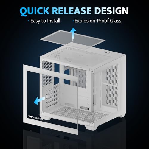 DarkFlash حافظة كمبيوتر darkFlash ITX، مع 3 مراوح PWM ARGB مثبتة مسبقًا، حافظة عرض كاملة من الزجاج المقسى، حجم صغير، تدعم 240mm AIO (C275P) (أبيض) - Image 2