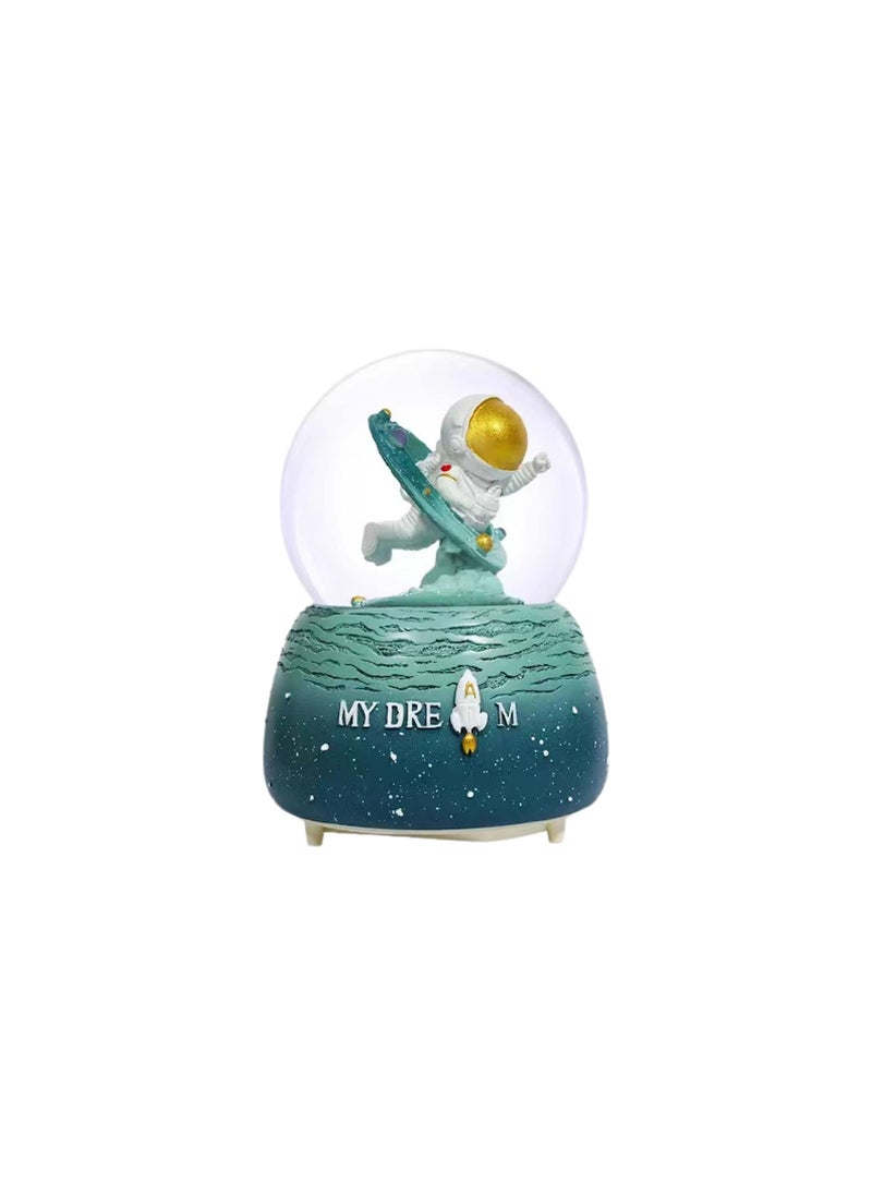Party with Emma Snow Globe for Kids Spaceship Unicorn Snow Globes with Musics Led for Girls Granddaughters Babies Birthday (Astronaut Green)  - Image 1
