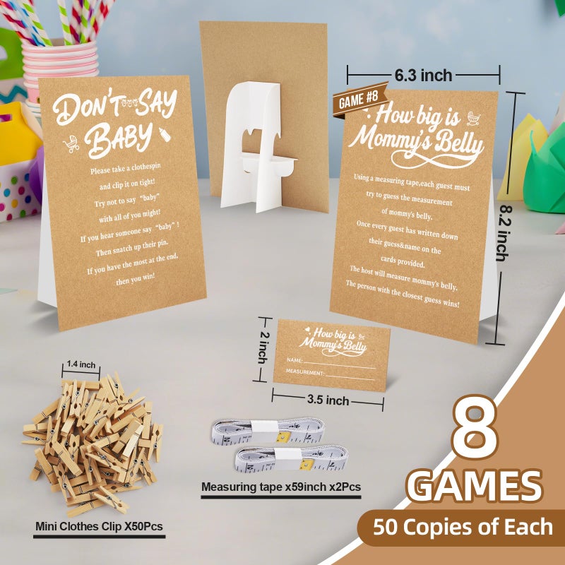 OLOUTAB Baby Shower Games Boy-8 Games,Fun and Easy to Play,Includes Baby Bingo,Don't Say Baby,Guess Who Mommy or Daddy,Word Scramble,Prediction and Advice Cards,How Big is Mommys Belly,Baby Trivia - Image 3