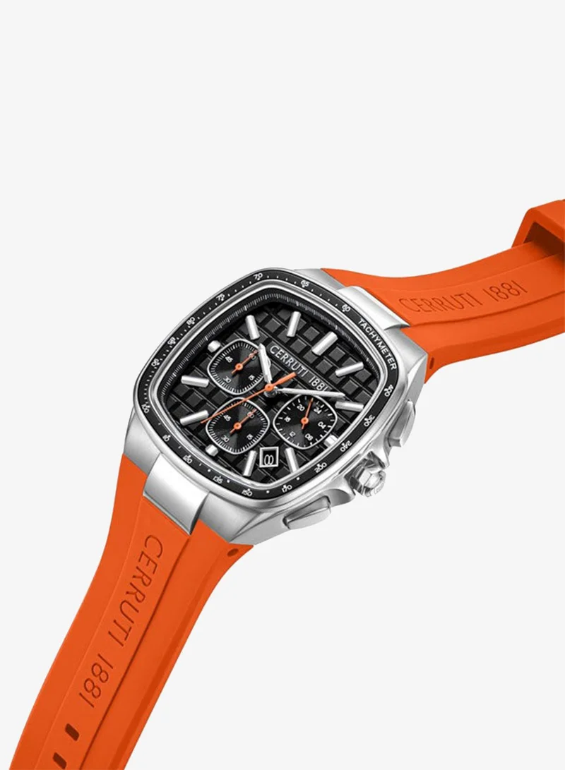 شيروتي 1881 Casale Black Dial Silicone Strap Chronograph Watch for Men, 42mm