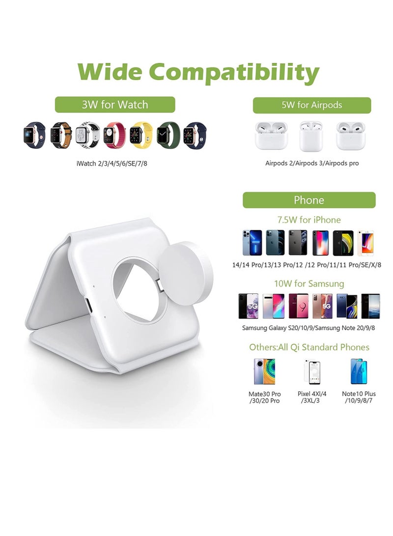 ELTRAZONE 3 in 1 Wireless Charger,Magnetic Foldable Charging Station,Fast Wireless Charging Pad (WHITE) USB - Image 5